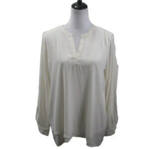 NWOT Simply Vera Vera Wang Cream Semi-Sheer Pull Over Blouse Size Large